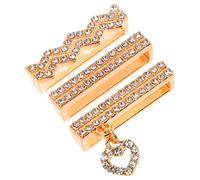 KALLORY 3pcs Golden Watch Band Decorative Rings with Zircon, Zinc Alloy Flexible Strap Loops for Watch Strap Charm, Not Easy to Deform, Classic Style for Everyday Wear