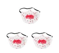 KALLORY 3pcs Halloween Half Face Skull Masks for Men Women Red and White Skeleton Masquerade Cosplay Costume Party Accessories Realistic Horror Design for Halloween Events