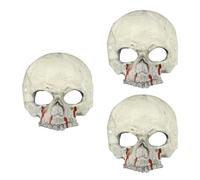 KALLORY 3pcs Halloween Half Face Skull Masks with Blood Pattern Skeleton Masquerade Decorations for Cosplay Party and Horror Costume Accessories