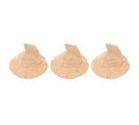 KALLORY 3pcs Knitted Witch Hat Beige Cotton Winter Wizard Caps for Halloween Costume Party Masquerade Stage Performance Accessory