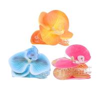 KALLORY 3pcs Large Butterfly Orchid Flower Hair Clips for Women, Non-slip Plastic and Cloth Material, Elegant and Realistic Design, for Daily Wear and Weddings Hair Management