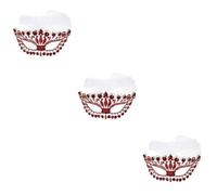 KALLORY 3pcs Red Rhinestone Half Face Masks for Halloween Masquerade Ball Sparkling Venetian Style Eye Masks for Costume Party Accessories