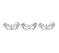 KALLORY 3pcs Silver Metal Half Face Masks with Rhinestone Inlay Iron Masquerade Party Props for Performance and Costume Electroplated Elegant Design for Masquerade Balls and Themed Events
