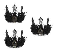 KALLORY 3pcs Vintage Baroque Queen Tiara Gothic Crown Hair Accessory for Women Wedding Halloween Cosplay Party