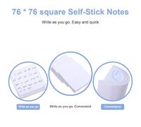 KALLORY 3pcs White Square Blank Note Paper Pads with Strong Adhesive, 100 Sheets Per Pad, Easy to Carry and Store, for Office and Business Settings