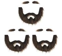 KALLORY 3sets Black and Gold Pirate Beard Fake Mustache and Eyebrows Cosplay Props Decorative Facial Hair for Halloween Party Dress