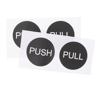 KALLORY 4 Sets round Door Stickers Pull Push Stickers 3.5 Inch Pvc Delicate Hollowed Design Strong Adhesion Reminding Guests How Door Works for Restaurant Gate Decal