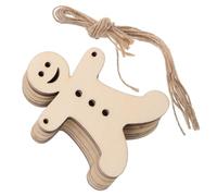 KALLORY 40pcs Gingerbread Man Wood Cutouts Creative Whimsical Beige Wooden Ornaments Can Be Painted Can Be Decorated Rope Hanging Tags for Creating Presents for Friends and Family
