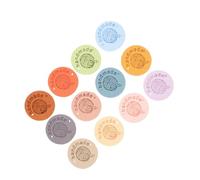 KALLORY 45pcs Round Embossed Leather Labels for Clothes and Hats, Easy to Use and Flexible Tags for Handmade Yarn Projects and Sewing Crafts, Assorted Colours Random Color