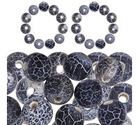 KALLORY 48pcs 8mm Black Frosted Agate Beads for DIY Jewelry Craft Semi-Finished Round Loose Beads for Necklace and Bracelet Making Natural Stone for Projects