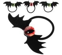 KALLORY 4pcs Evil Eye Hair Ring Acrylic Bat Wing Hair Ties for Women Gothic Party