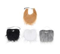 KALLORY 4pcs Halloween Fake Mustaches and Beards Set with Self Adhesive Plush Material, Realistic U-shaped Design, Easily Applied and Removed, for Cosplay and Fiesta Party Accessories