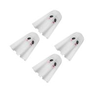 KALLORY 4pcs Halloween Ghost Costume Headscarves for Women Double-sided Creepy Expressions with Nonslip Inner Hair Clips White Horror Hood Covers for Party Cosplay and Holiday Performance