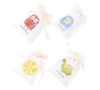 KALLORY 4pcs Linen Sachets Multi-purpose Fragrant Bags for Wardrobe and Car Freshener Diffusing Lavender Jasmine Lemon Gardenia Scents for Home and Office Use