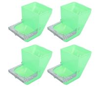 KALLORY 4pcs Plastic Rabbit Food Dispensers with Enough Capacity, Easy to Clean and Long Serving Life, Green Large Feeding Bowls for Pets Daily Use