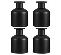 KALLORY 4pcs Refillable Black Glass Reed Diffuser Bottles 150ml Large Capacity Aromatherapy Jars round Cylindrical Shape for Office and Bedroom Fragrance Diffuser