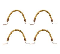 KALLORY 4pcs Replaceable Bamboo and Metal Teapot Handles Replacement Set for 11-12cm Kettle Grip, Ergonomic and Wear-Resistant Teapot Accessories for Kitchen Gadget and Replacing Old Or