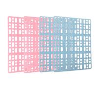 KALLORY 4Pcs Small Animal Rabbit Cage Mats with Hollow Plastic Foot Pads and Snap Joint, Blue and Pink, Suitable for Bunny Hamster Guinea Pig Indoor Cage Bedding