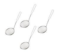 KALLORY 4pcs Stainless Steel Filter Spoons Hanging Kitchen Tools Anti-Scald Oil Residue Strainers Colanders for Milk Tea Shops and Fried Chicken Shops