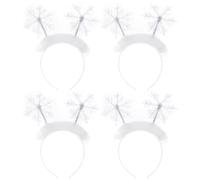 KALLORY 4pcs White Snowflake Headbands, Christmas Hair Accessories with Cloth and Plastic Material, for Party and Cosplay Photo Props