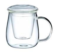 KALLORY 500ml Glass Teapot with High Temperature Resistance and Easy to Grasp Handle, Round Simple Style Tea Pot for Home Use, Multi-Purpose Glass Tea Kettle with Lid