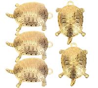 KALLORY 5pcs Golden Alloy Turtle Pendants Keychain Charm Bag Hanging Decor Retro Antique Styling Jewelry Making Accessory for Purse and Backpack Art Craft Projects
