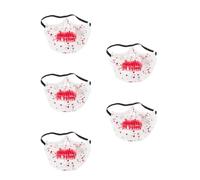 KALLORY 5pcs Half Face Skeleton Masks for Halloween Masquerade Red and White Skull Design Cosplay Party Costume Masks for Women and Men Realistic Bloody Horror Facial Accessories