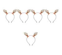 KALLORY 5pcs Halloween Horror Eyeball Headbands with Skull Hand Design Spooky Hairbands for Halloween Party Cosplay Orange Skull Hand Headdress Accessories for Adults