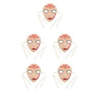 KALLORY 5pcs Hand-painted Ancient Chinese Full Face Masks for Women Hanfu Cosplay Accessory Traditional Chinese Style Masquerade Ball Decorations for Carnival and Costume Parties