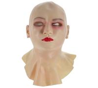 KALLORY 5pcs Latex Full Head Hairless Female Mask Realistic Bareheaded Cosplay Horror Masks for Halloween Party Movie Actors and Scary Costume Accessories