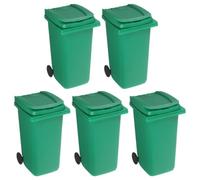 KALLORY 5pcs Mini Desktop Trash Bin Multi-functional Storage Holder Compact Shape Pp Plastic Green Wastebasket for Kitchen Table Or Coffee Table