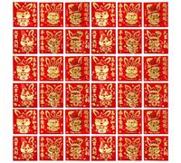 KALLORY 66pcs 2023 Rabbit Zodiac Red Envelopes Lunar New Year Money Packets Spring Festival Cash Ceremony Bags Chinese Style Cartoon Pattern Random Style