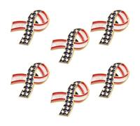 KALLORY 6pcs American Flag Lapel Pins with Smooth Fastening and Metal Stamping Technology, Alloy Patriotic Ribbon Badge for Collars and Uniforms, for Family Gatherings and Parades