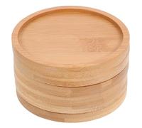 KALLORY 6pcs Bamboo Mosaic Coasters Set for Hot Drinks and Coffee Cups, round Non-slip Rustic Table Mats with Easy Mosaic Sticking, for Home Tabletop and Desk Protection