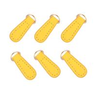 KALLORY 6pcs Bright Yellow Leather Handle Zipper Pullers Replacement Bag Zipper Heads for Jackets Backpacks Suitcases Sewing Repair Accessories