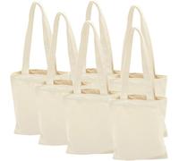 KALLORY 6pcs Large Capacity Canvas Storage Tote Bags for Women, Lightweight and Portable Plain White Handbags with Simple Design, for School and Beaches