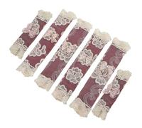 KALLORY 6pcs Microwave Handle Cover Door Cloth Protector Red Lace Round Protective Handle Cover Machine Washable Dustproof Easy Clean Kitchen Appliance Gloves