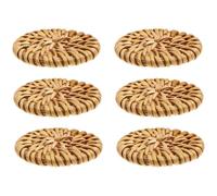KALLORY 6pcs round Rattan Woven Charms Simple Stylish Earring Pendants Not Damaging to Your Hand Easy to Use Bohemian Style DIY Jewelry Making Accessories