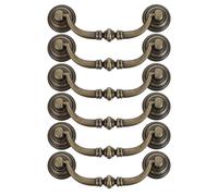 KALLORY 6pcs Vintage Decorative Drawer Pulls with Robust Stability, Zinc Alloy Material, Double Hole Design, for Wardrobe and Dresser in Modern Interiors