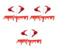 KALLORY 6sets Halloween Red Horn Hairpin and Bloody Necklace Gothic Devil Horn Accessories for Cosplay Party Favors and Witch Costume Red Color Combo for Adults