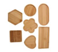 KALLORY 7pcs DIY Mosaic Coasters Set with Blank Bamboo Base Trays, Sturdy Material and Creative DIY Potential for Crafting Projects and Home Decoration