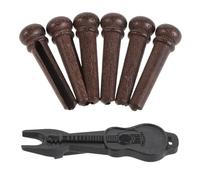 KALLORY Acoustic for Guitar Bridge Pin Rosewood with String Set Pegs and Plastic Puller, Secure String Holding and Pin Removal Tool Maintenance At-home Practice and-the-go