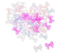 KALLORY Acrylic Bow Cake Toppers 50pcs with Unique Bowknot Design Vibrant Colour Selection Instantly Enhance Cakes and Cupcakes for Party and Dessert Table Decorations
