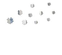 KALLORY Acrylic Four-Leaf Clover Mirror Wall Sticker 3D Crystal Silver Decal Removable and Waterproof Wall Decor for Living Room