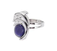 KALLORY Adjustable Color Changing Dolphin Mood Ring with Temperature Sensitive Acrylic Zinc Alloy Open Band Chic and Charming Statement Jewelry for Women and Men for Everyday Wear