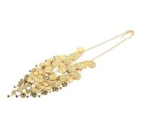 KALLORY Adjustable Metal Coin Veil for Belly Dance with Multilayered Design and Small Bells, Secure Face Jewelry Accessory for Women and Tea Party