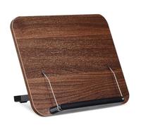 KALLORY Adjustable Reading Book Stand with 13 Levels, Walnut Material, Stable and Built to Last, Suitable for Desk Or Library Use, for Cookbooks and Magazines to 4cm Thick