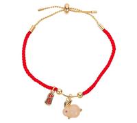 KALLORY Adjustable Red String Bracelet with Resin Crystal and Copper Beads, Stretchable and Easy to Wear Wrist Accessory for Year the Rabbit, Gift for Friends and Family