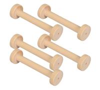 KALLORY Antique Wooden Bobbin Spools 5Pcs, Small 96Mm Wood Reels with Lacquer Finish for Twine Organizing, Textile Thread Weaving, and DIY Art Education