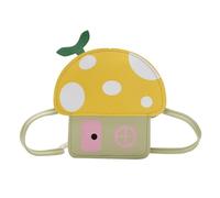 KALLORY Bag Snack Kids Pu Mini Messenger Mushroom Yellow Cute and Storage Feature Fashionable Coin Purse for Toddlers Children for Everyday Use